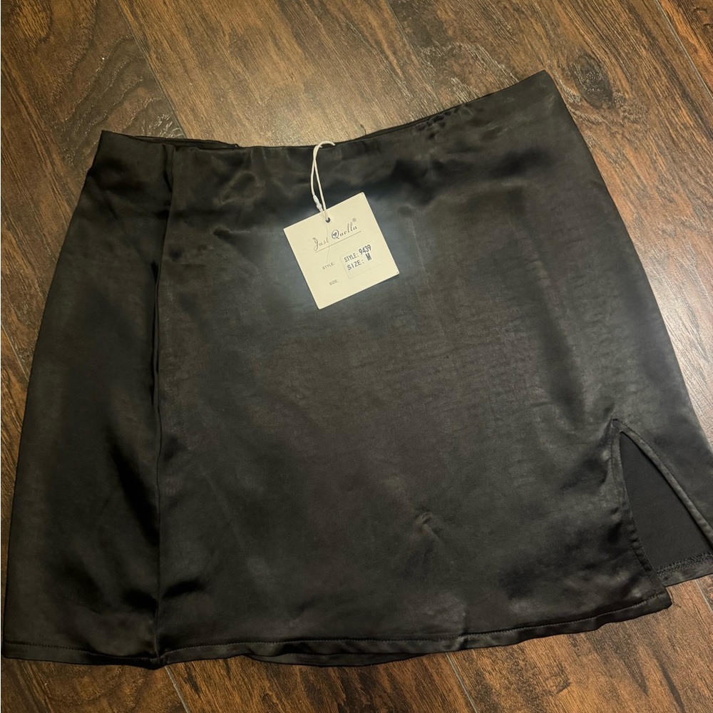 Elegant Black Satin Skirt